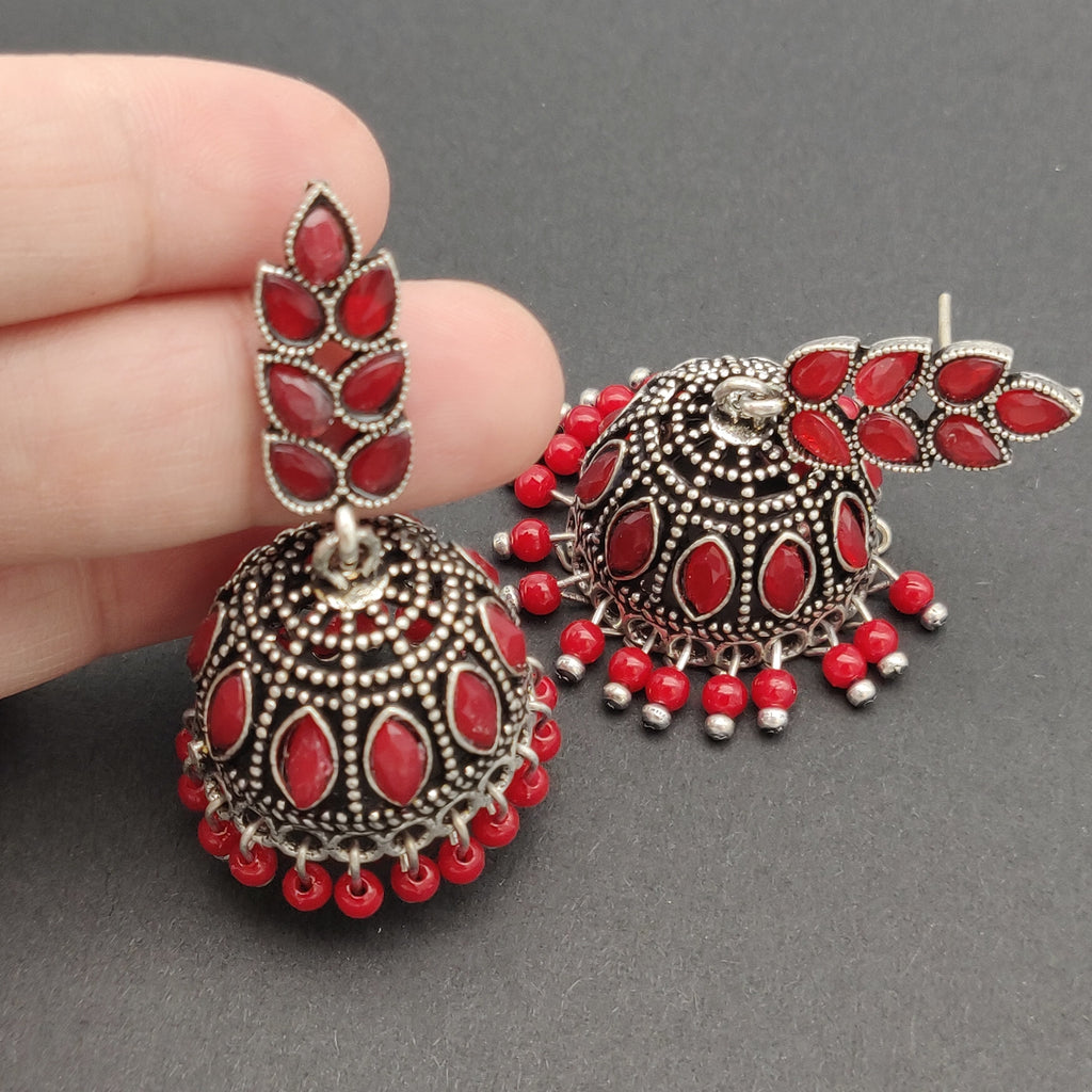 Tasselled Large Earrings - Red – SOKORA JEWELS
