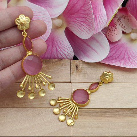 Ruby Natural  Stone Round Dangler