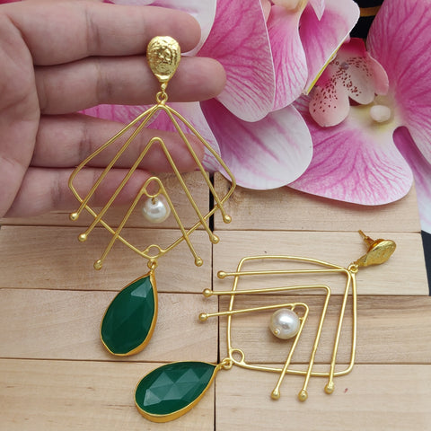 Emerald Natural  Stone Fish Dangler