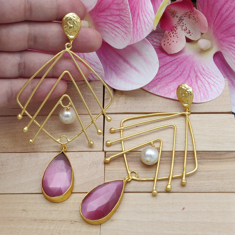 Pink Natural  Stone Fish Dangler