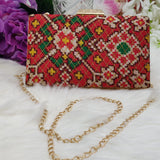 Woven Fabric BOX Clutch - Red