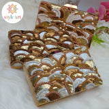 Beads and Sequin Work BOX Clutch - Antique Gold