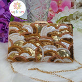 Beads and Sequin Work BOX Clutch - Rose Gold
