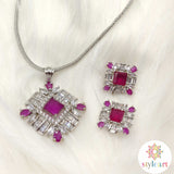 CZ Pendant and Earring Set - Silver